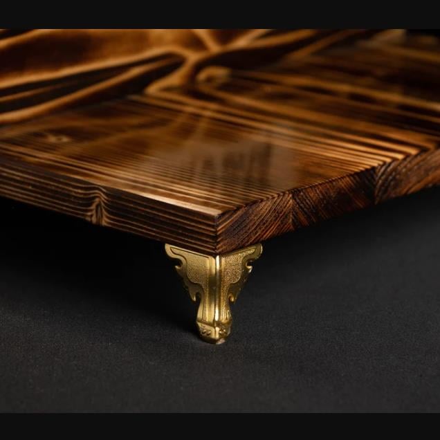 Rustik Atölye Define 3 Musluk Ahşap İçki Dağıtıcı Koyu Ceviz