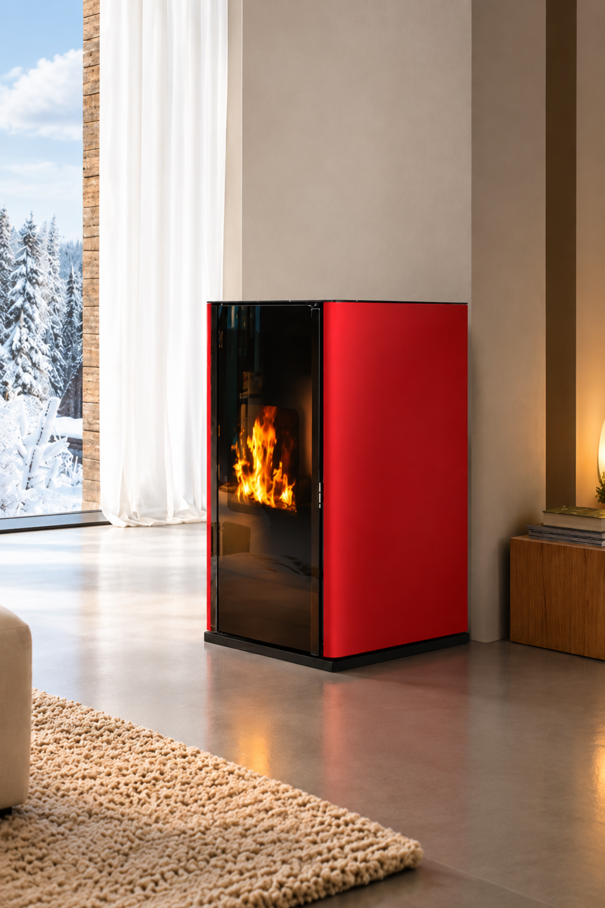 Arıkazan Lexta 25C 25kW Şömine Tipi Peletli Kalorifer Sobası