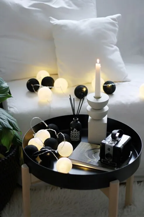 Boule De Petite Black and White Işıklı Top Aydınlatma