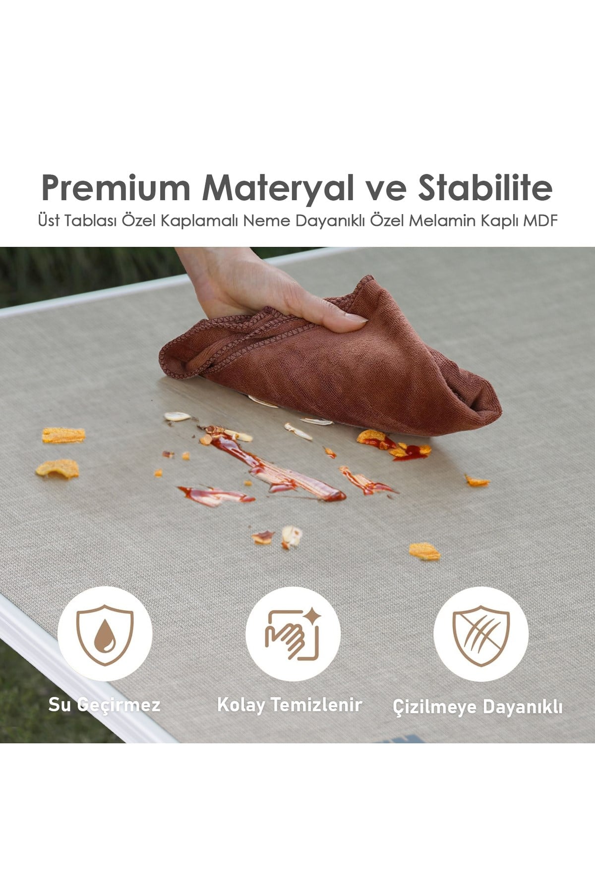 Haegs Saklama Dolaplı Kamp Masası, Outdoor Kamp Mutfağı, Kamp Dolabı, Katlanabilir Kamp Piknik Masası, Seyahat Mutfağı, Mutfak Dolabı, Depolama bölmeli, Dış Mekan Mutfağı 120x60cm- Mermer Desenli