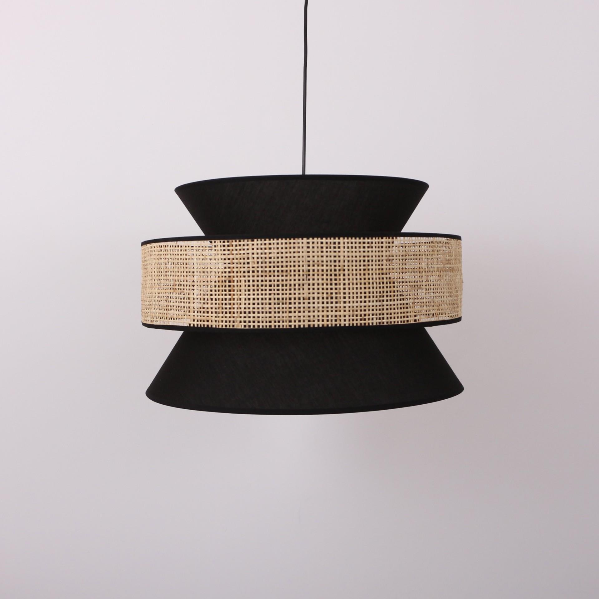 Mylamp Ece Doğal Hazeran & Mat Siyah Kumaş Avize 50x32 cm