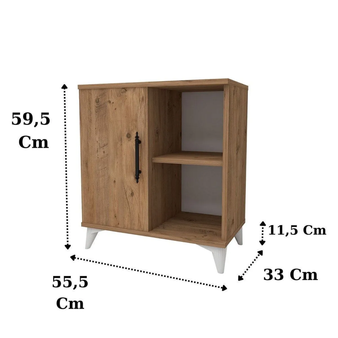 Enda Home Kommen Tek Kapaklı 2 Bölmeli Komodin Atlantik Çam