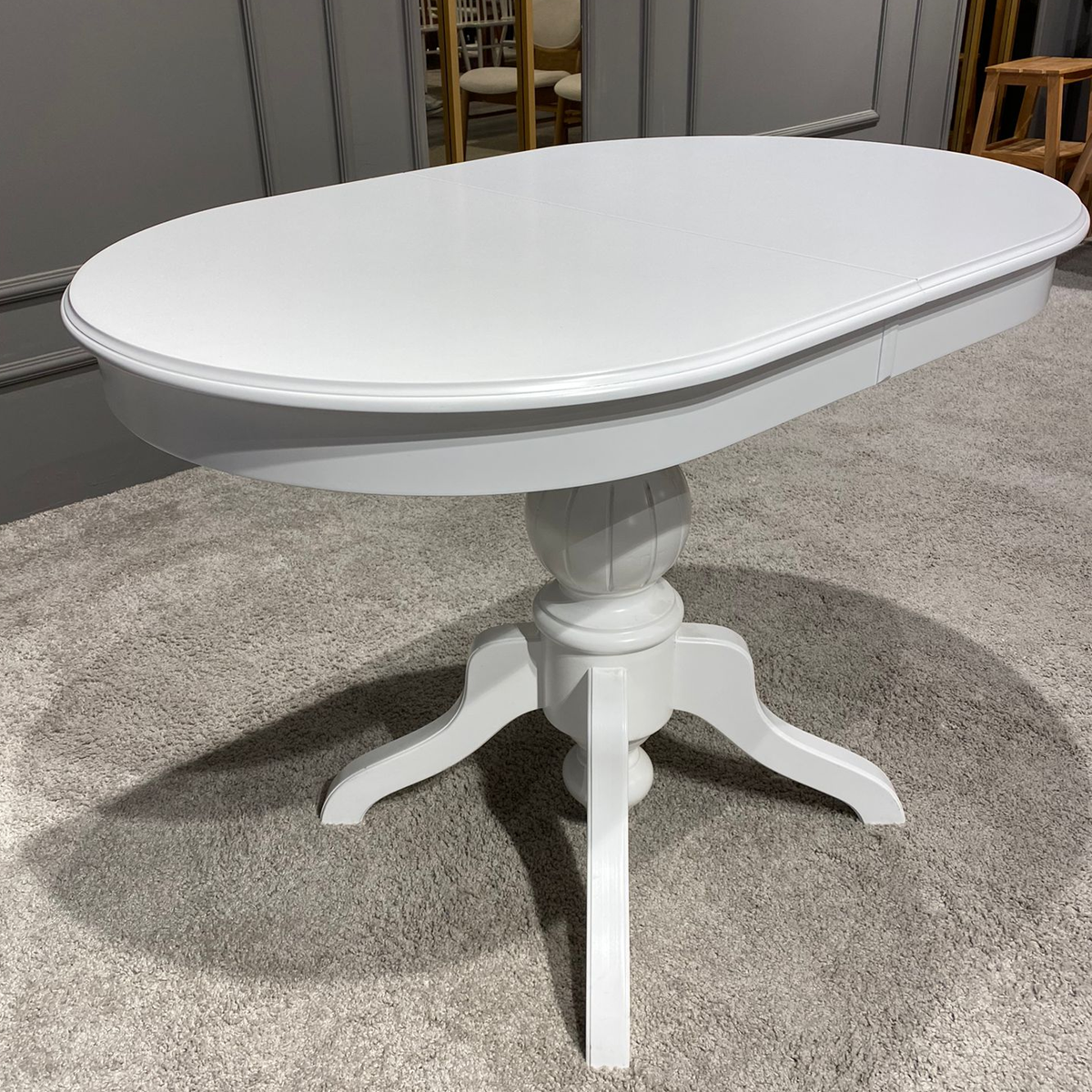 Reyo Açılır Mdf Baba Ayak Oval 70x105 Mutfak Masası, Yemek Masası Beyaz