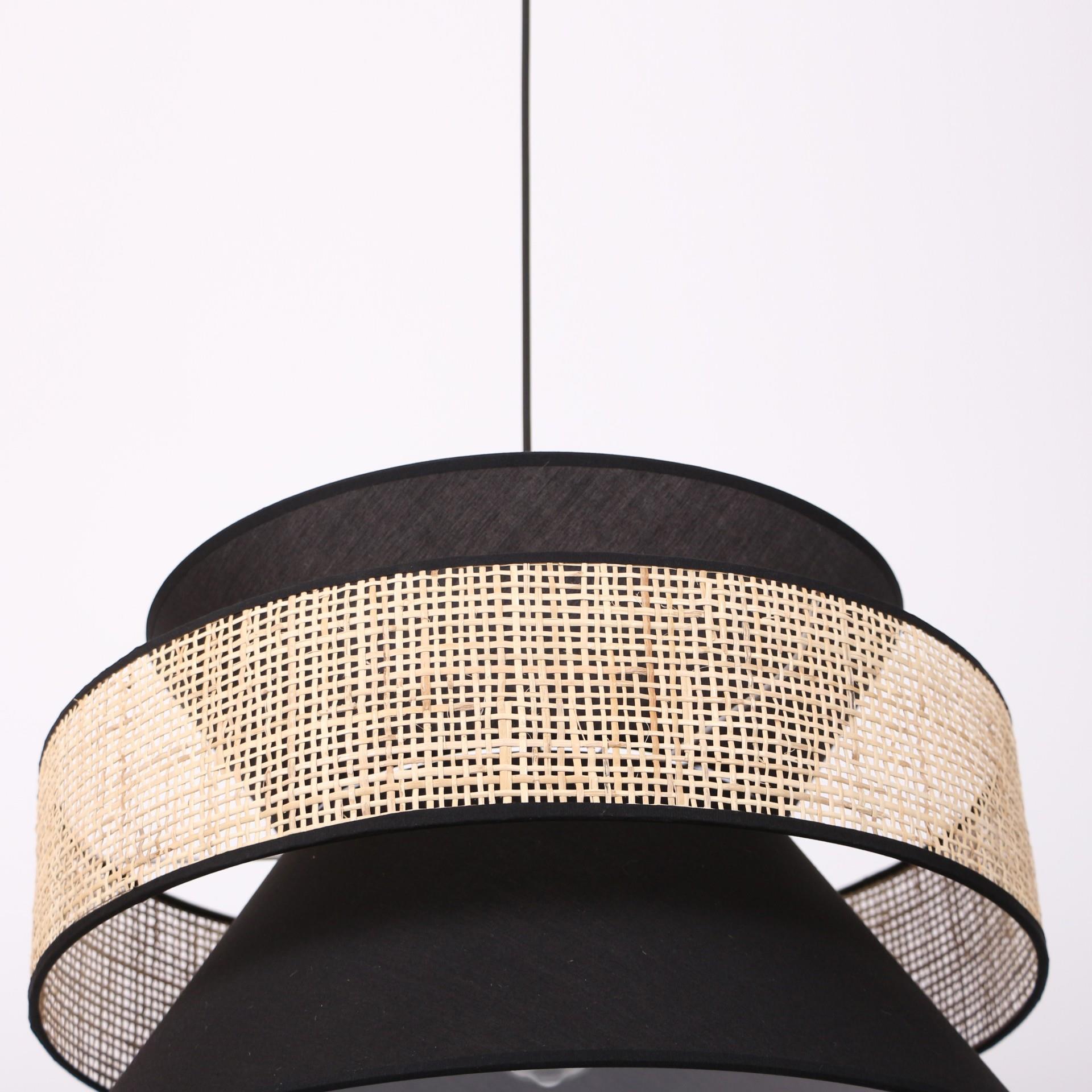 Mylamp Ece Doğal Hazeran & Mat Siyah Kumaş Avize 50x32 cm