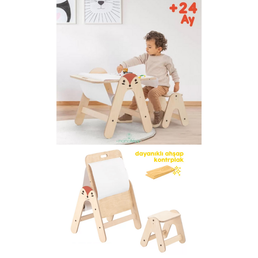 Mamatoyz 01Mf Massam Tilki Figürlü Ahşap Aktivite Masası