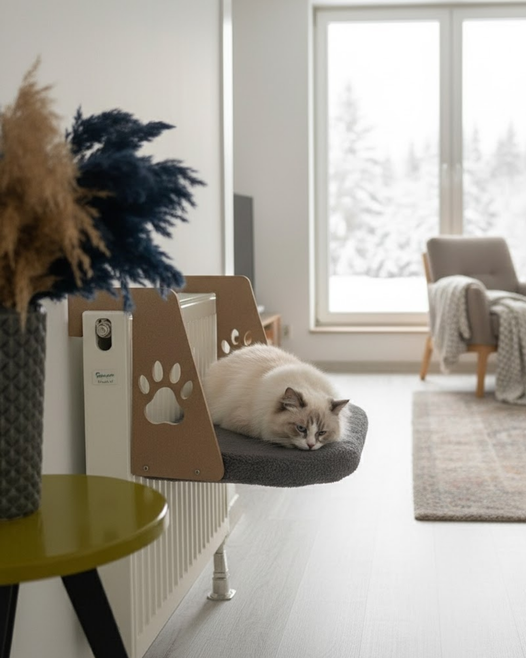 Reyo Pet Kalorifer Petek Radyatöre Asılabilen Kedi Köpek Yatağı Peluş Antrasit