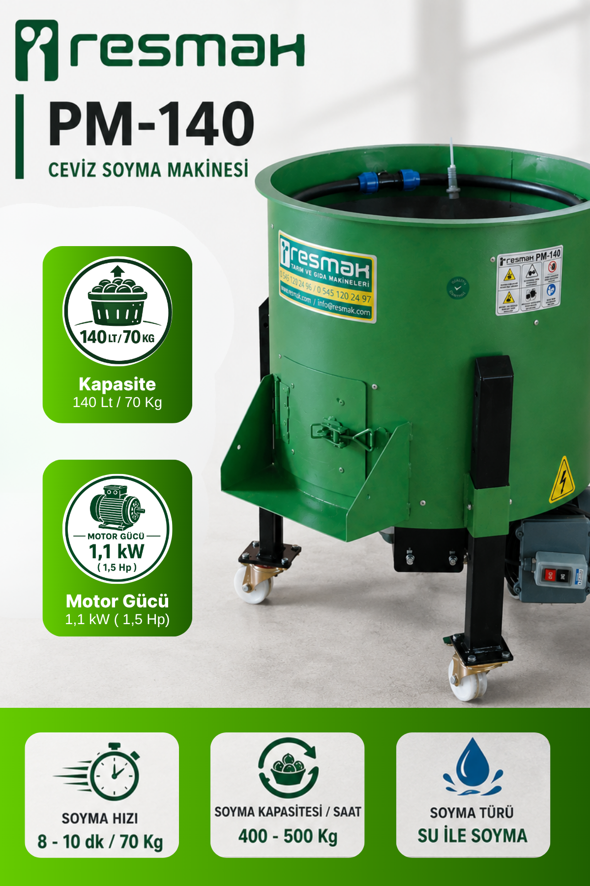 Resmak PM140 140 Litre 70 Kg Ceviz Soyma Makinesi
