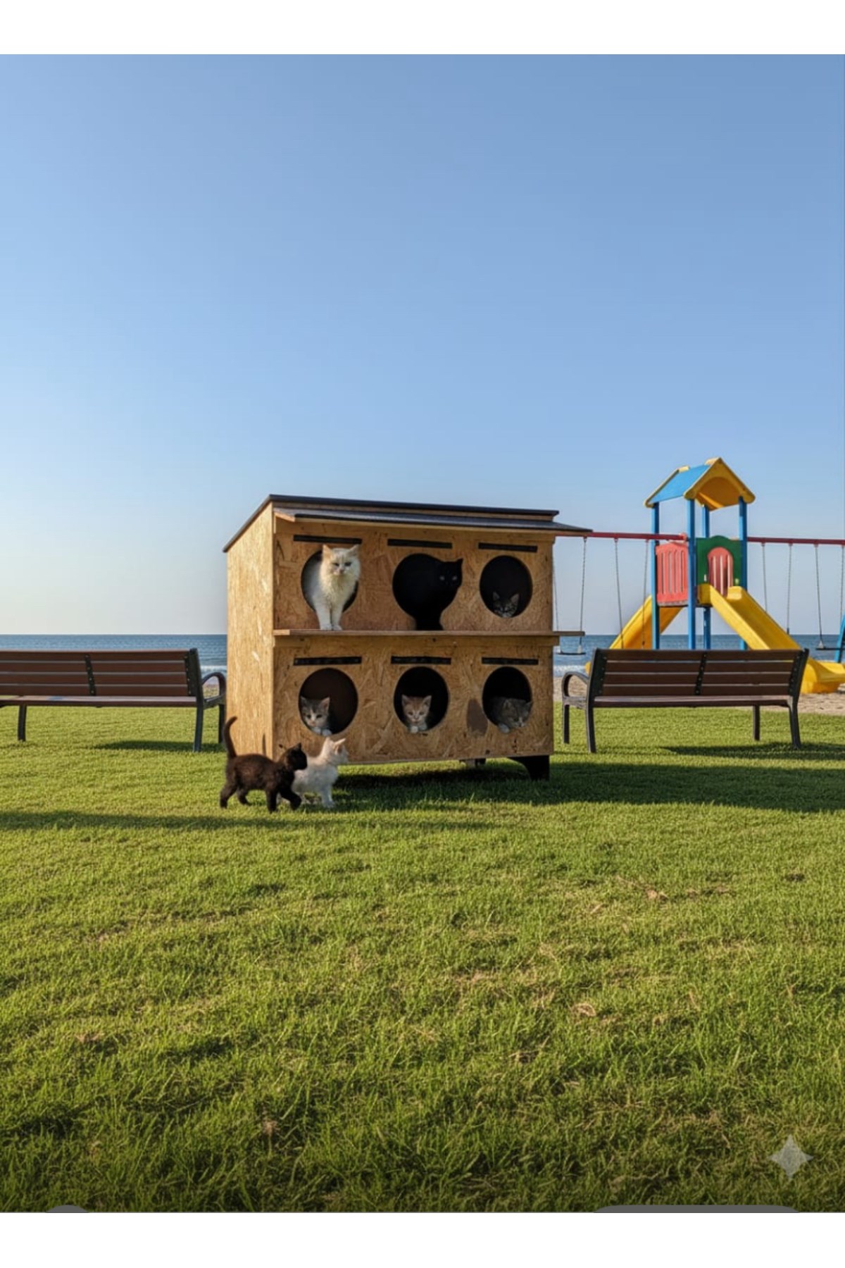 Narım Dış Mekan Kedi Evi 6 Kedilik 2 Katlı Ahşap Kedi Barınağı, Su ve Isı Yalıtımlı Monteli Teslimat