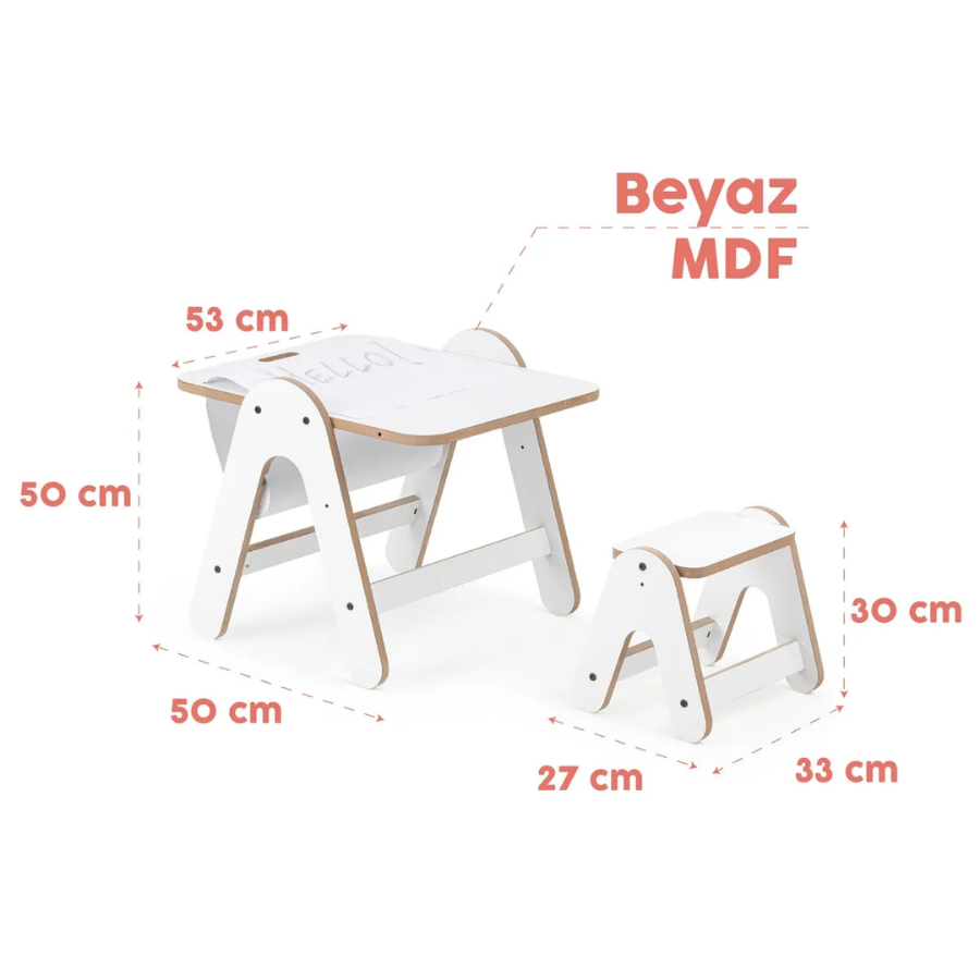 Mamatoyz Massam Beyaz Mdf Aktivite Masası