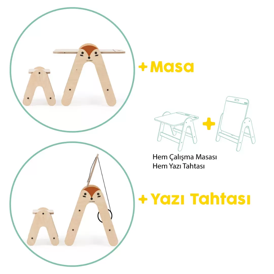 Mamatoyz 01Mf Massam Tilki Figürlü Ahşap Aktivite Masası