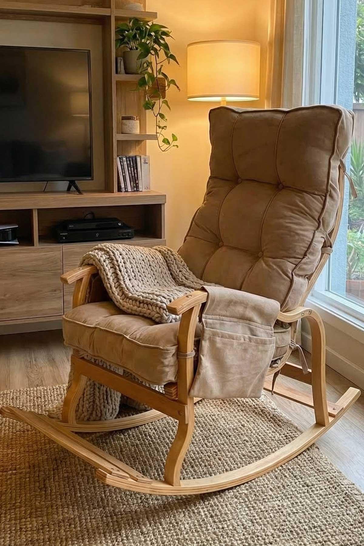 Reyo Santorini Kapitoneli Tv Koltuğu Baba Koltuğu Sallanan Sandalye Emzirme Koltuğu Dinlenme Koltuğu Bej