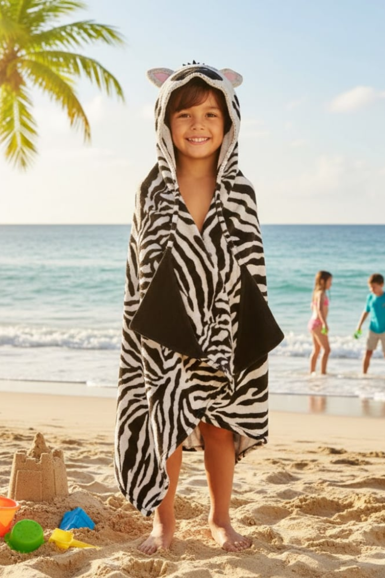 Reyo Zebra Figürlü Havlu Panço