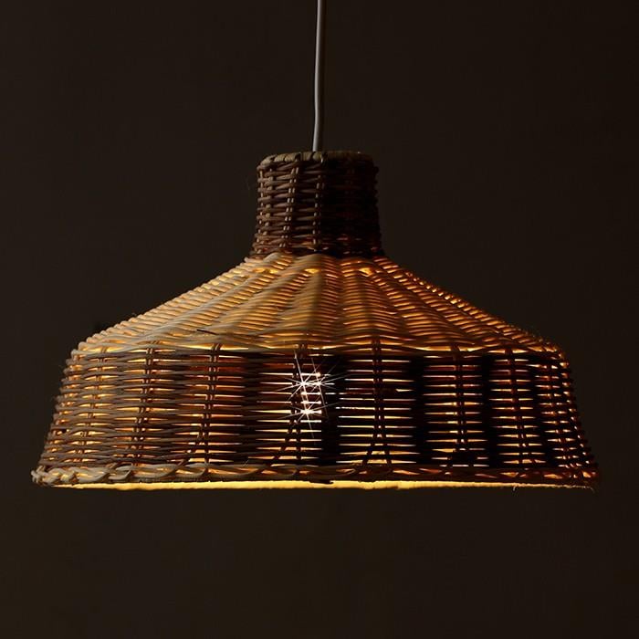 Mylamp Merve Krem & Kahverengi 34x22cm Rattan Sarkıt Lamba