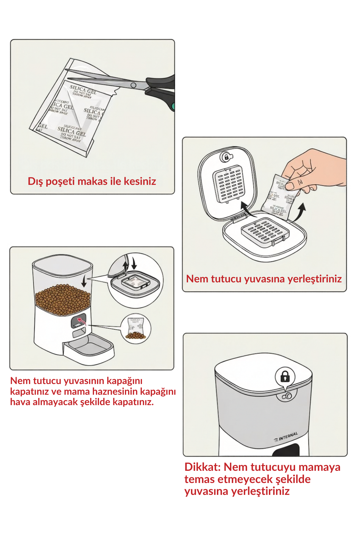 Reyo Kedi Köpek Mama Kabı Nem Tutucu, Kurutucu 10'lu Paket (10 GR X 10 ADET), Mama Kabı Nem Alıcı, Nem Giderici