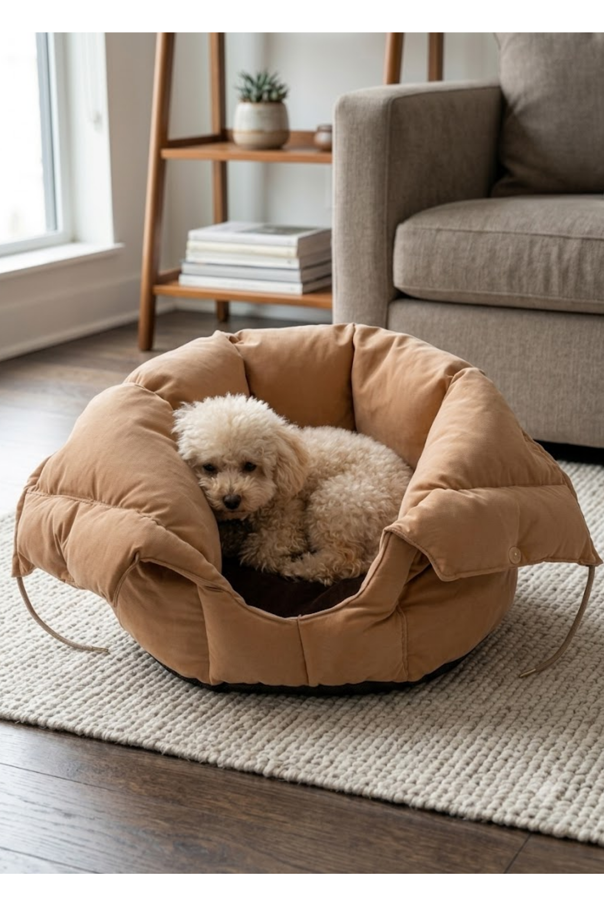 Reyo Max Design Maxie Dream Pouch Kedi Yuvası ve Köpek Yatağı Latte – Yumuşak, Konforlu Peluş Kedi Evi ve Evcil Hayvan Yatağı