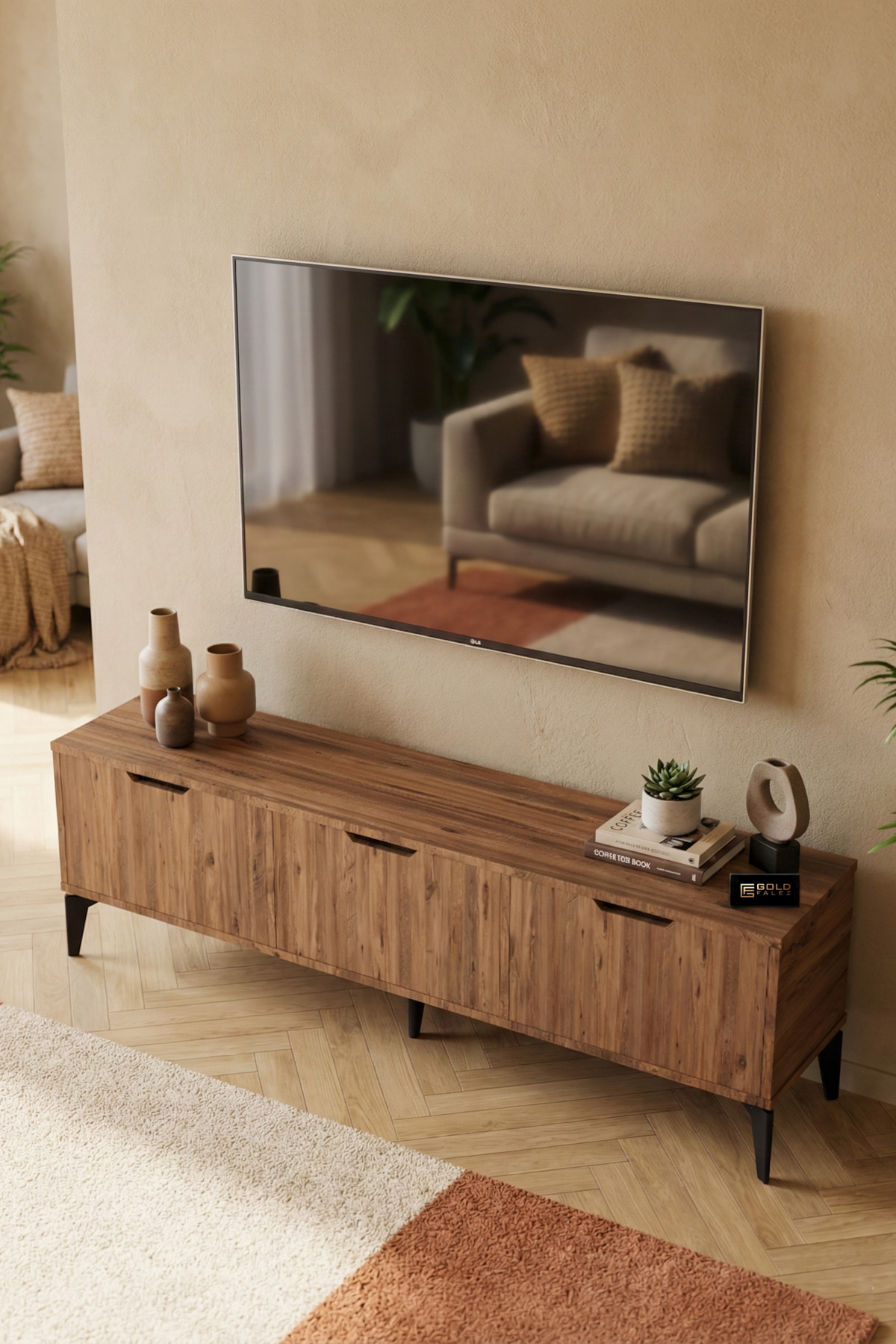 Reyo Falez Royal TV Sehpası 160 cm TV Ünitesi Kapaklı Modern Şık Minimal Salon Konsolu 5090 Atlantik