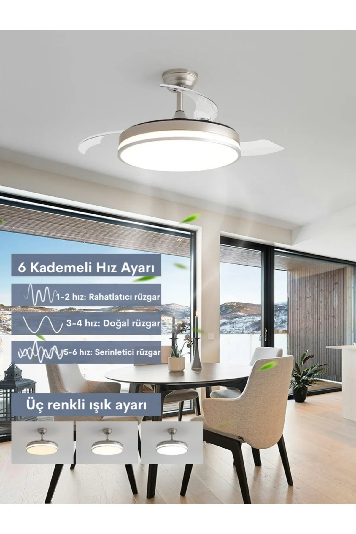 Dlc Zonda 107 Cm Gümüş Renk Led Tavan Vantilatörü