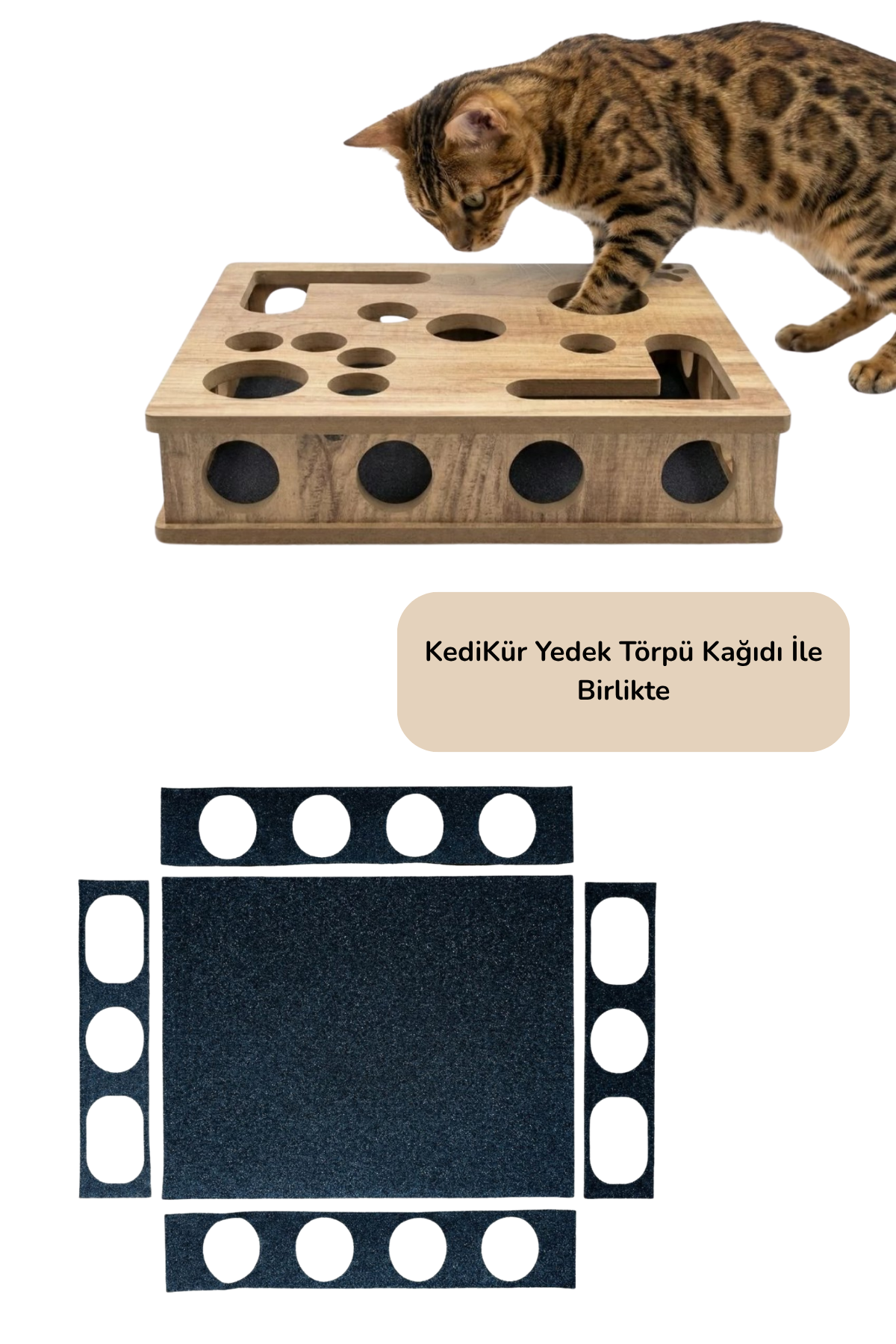 Reyo Pet KediKür Kedi Tırmalama ve Oyun Kutusu + Yedek Törpü Kağıdı – Tırnak Törpüleyici İnteraktif Kedi Oyuncağı