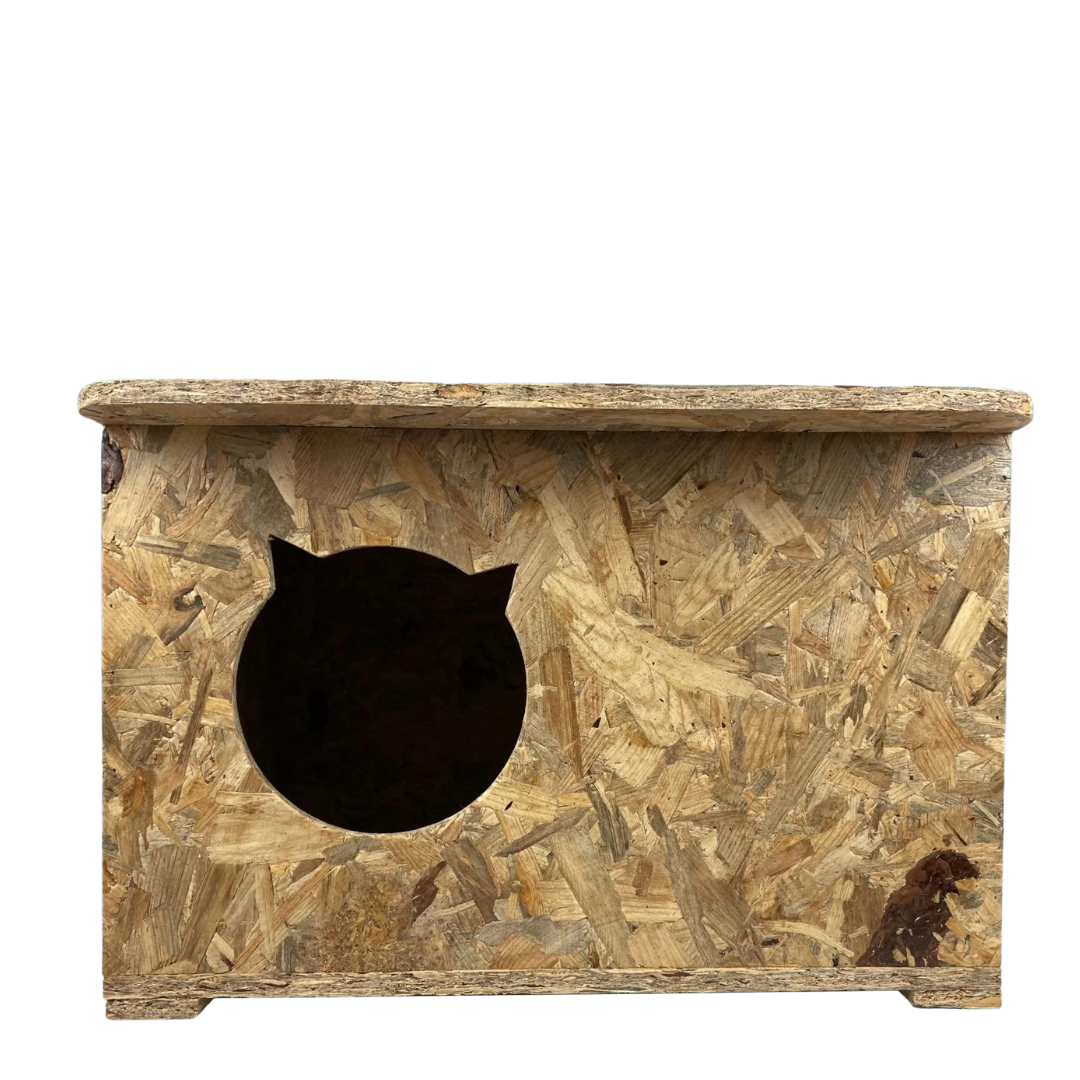 Melada Kedi Evi Dış Ortam Uygun Ahşap Kedi Evi OSB 60x45x40 cm