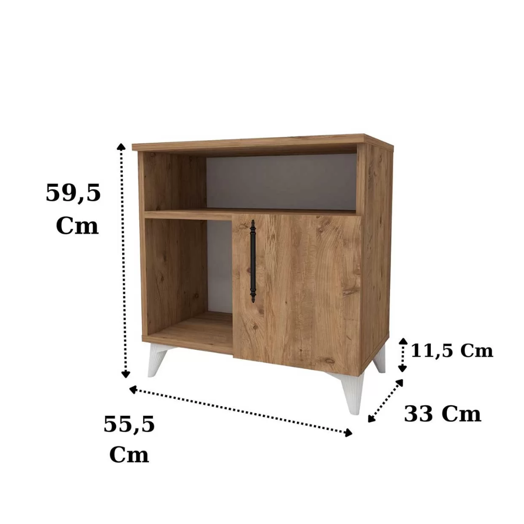 Enda Home Kommen 3 Bölmeli Kapaklı Komodin Atlantik Çam
