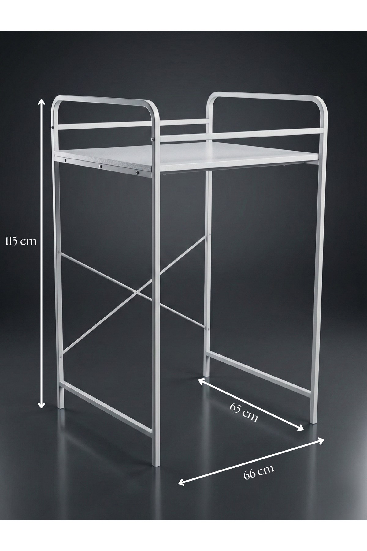 Reyo Falez 2 Katlı Çamaşır Makinesi Üstü Dolap Metal Banyo Organizeri Çok Amaçlı Raf - Beyaz 261