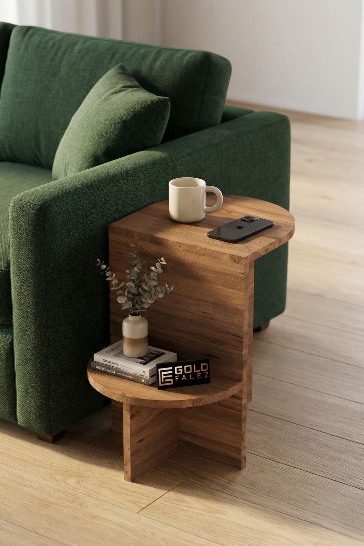 Reyo Falez Yan Sehpa Çok Amaçlı Modern Tasarım Raflı Salon Koltuk Kenarı Sehpası Setro - 6023 Atlantik Çam