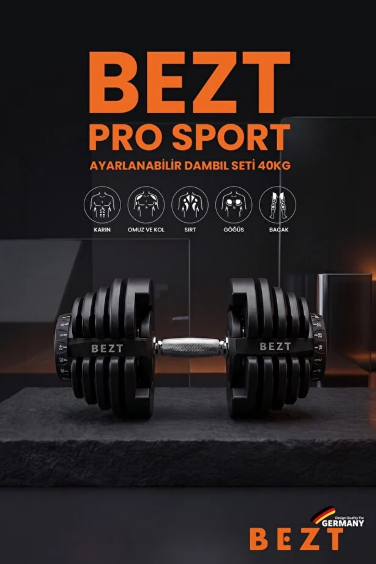 Bezt Pro Sports 40kg Ayarlanabilir Dambıl & Ağırlık Seti Siyah