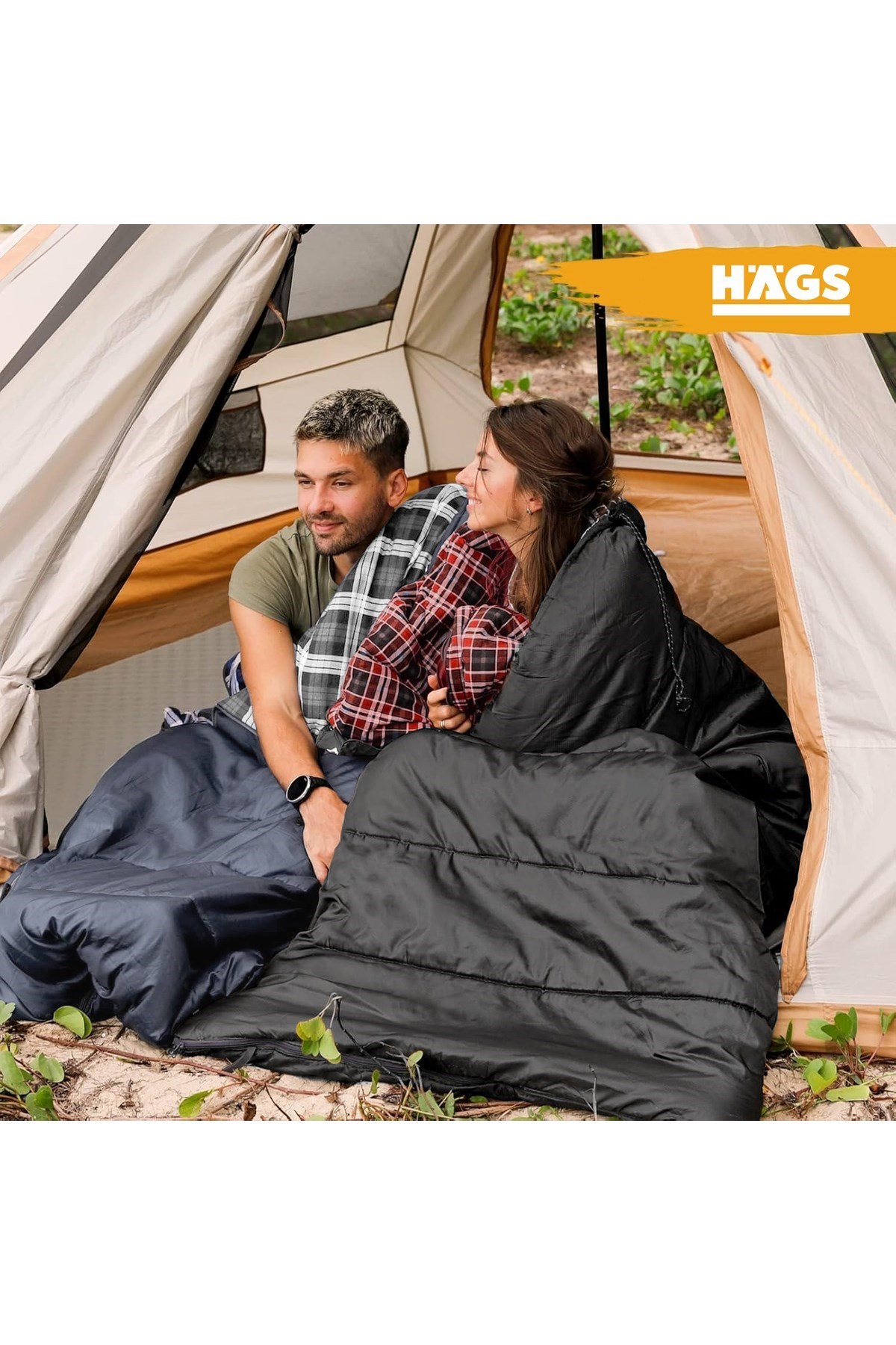 Haegs Uyku Tulumu, Flanel, Battaniye, Kamp Uyku Tulumu, Outdoor Dış Mekan, 3 - 4 Mevsim, Yazlık Uyku Tulumu - Kış Uyku Tulumu, Ultra Hafif, Sıcak ve Kompakt - Flanel -Siyah