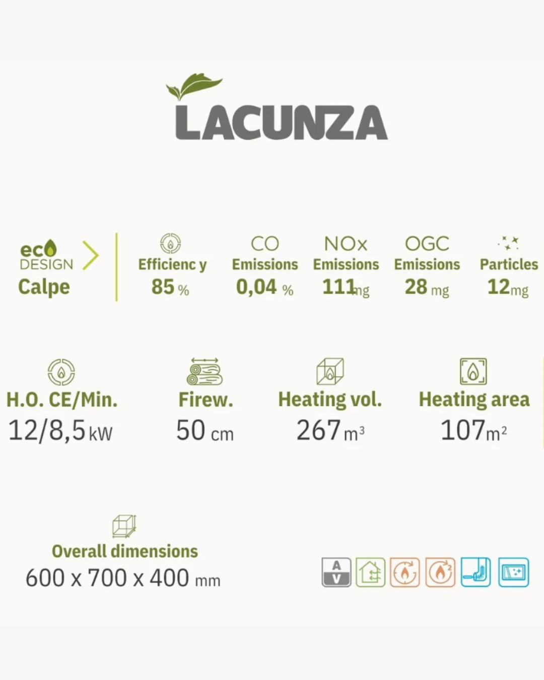 Lacunza Calpe 8-16 kW Odun Sobası