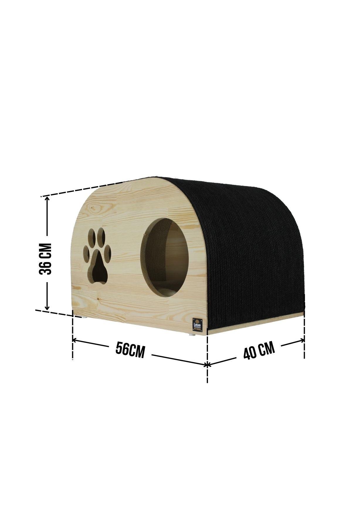 Lotus Pet Design Torino Tırmalamalı Kedi Evi Siyah