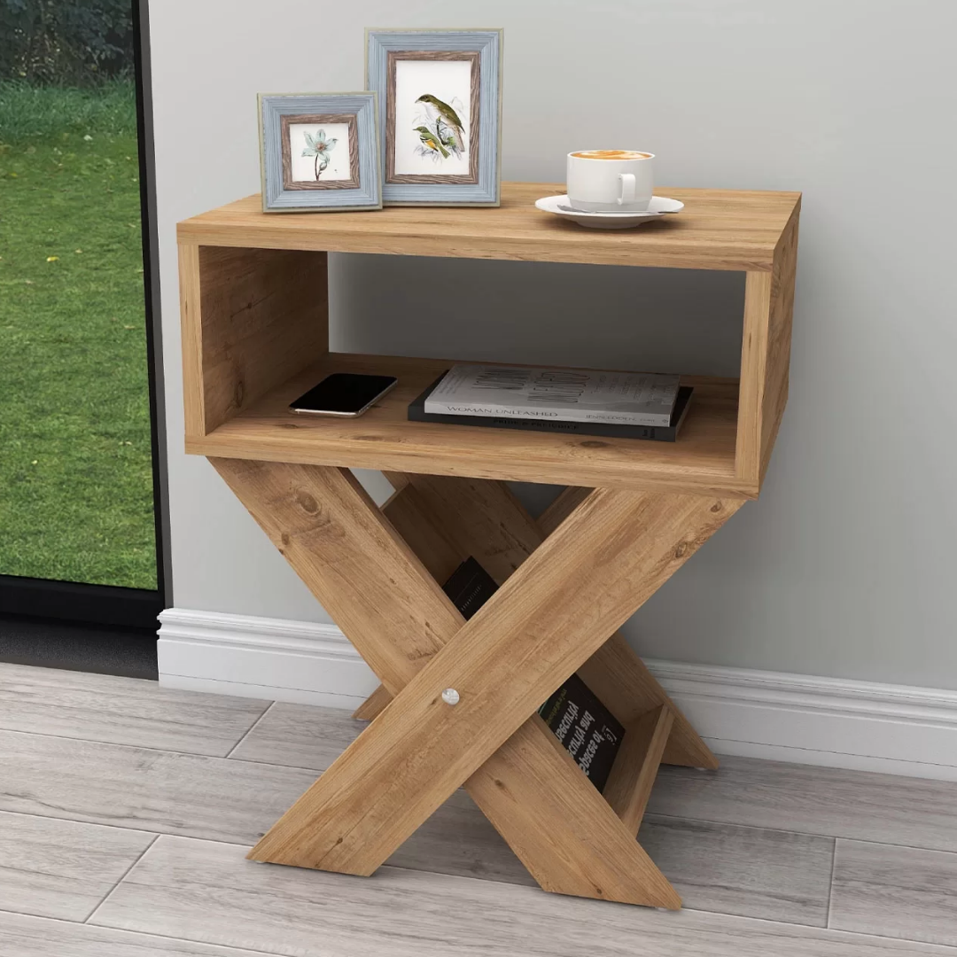 Enda Home X Ayaklı Dergilikli Komodin Kahve Sehpası Atlantik Çam