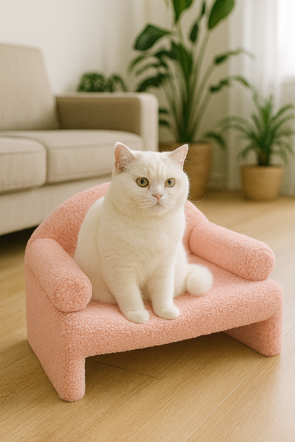 Reyo Pet Peluş Kedi Oturma Koltuğu Kedi Yatağı Pembe