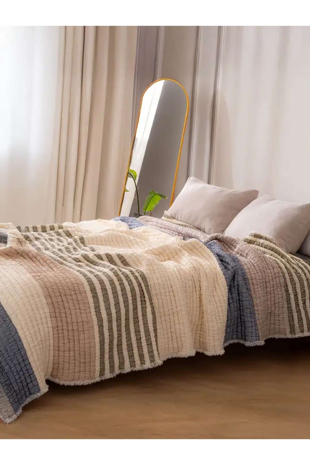 Mylasa Home Premium Uyku Seti, Çift Kişilik (Müslin Yorgan + Çarşaf + 2 Yastık Kılıfı)