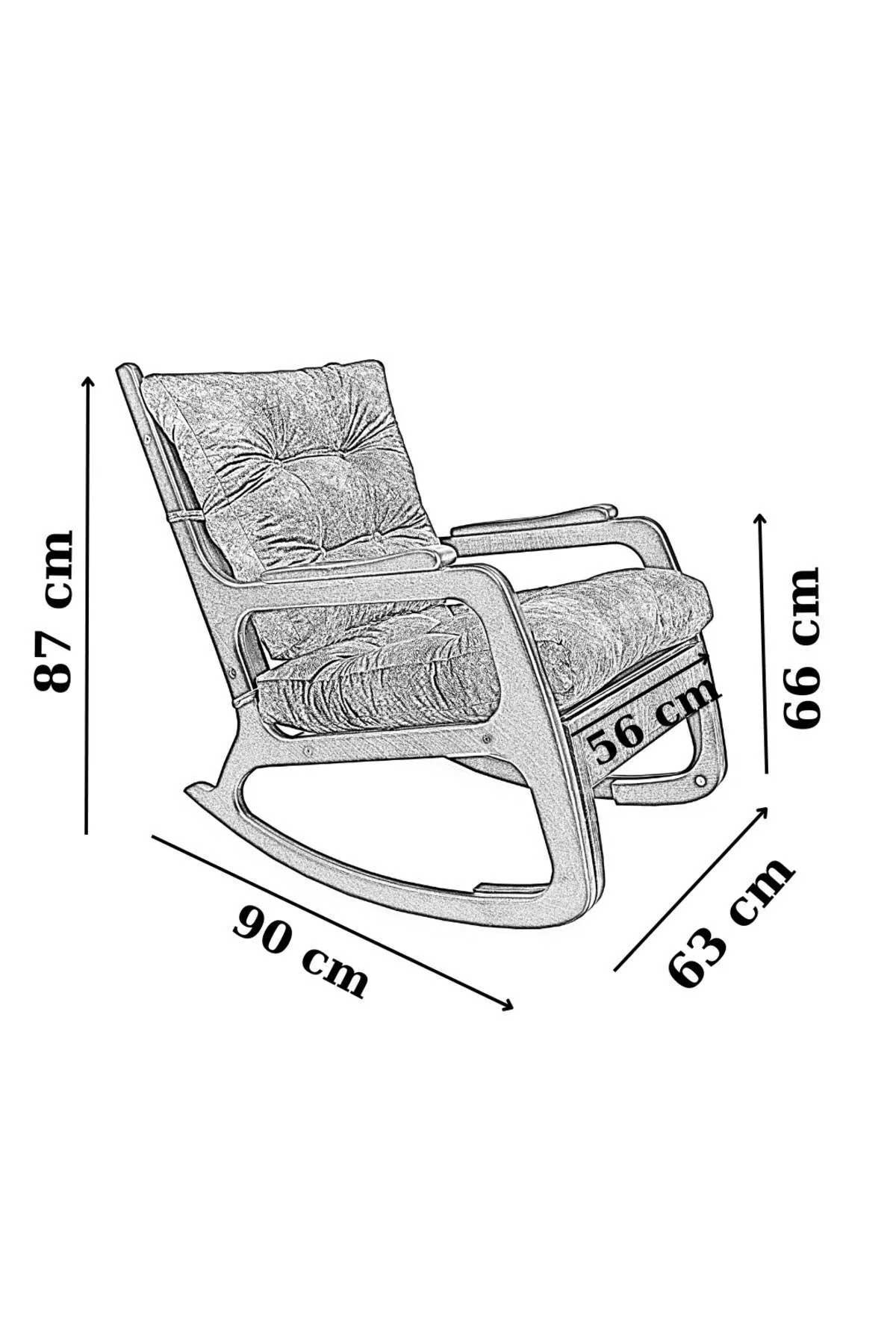 Asedia Kontes Ceviz Çiçek Desenli Dolgu Minderli Sallanan Sandalye Dinlenme Koltuğu Baba Koltuğu
