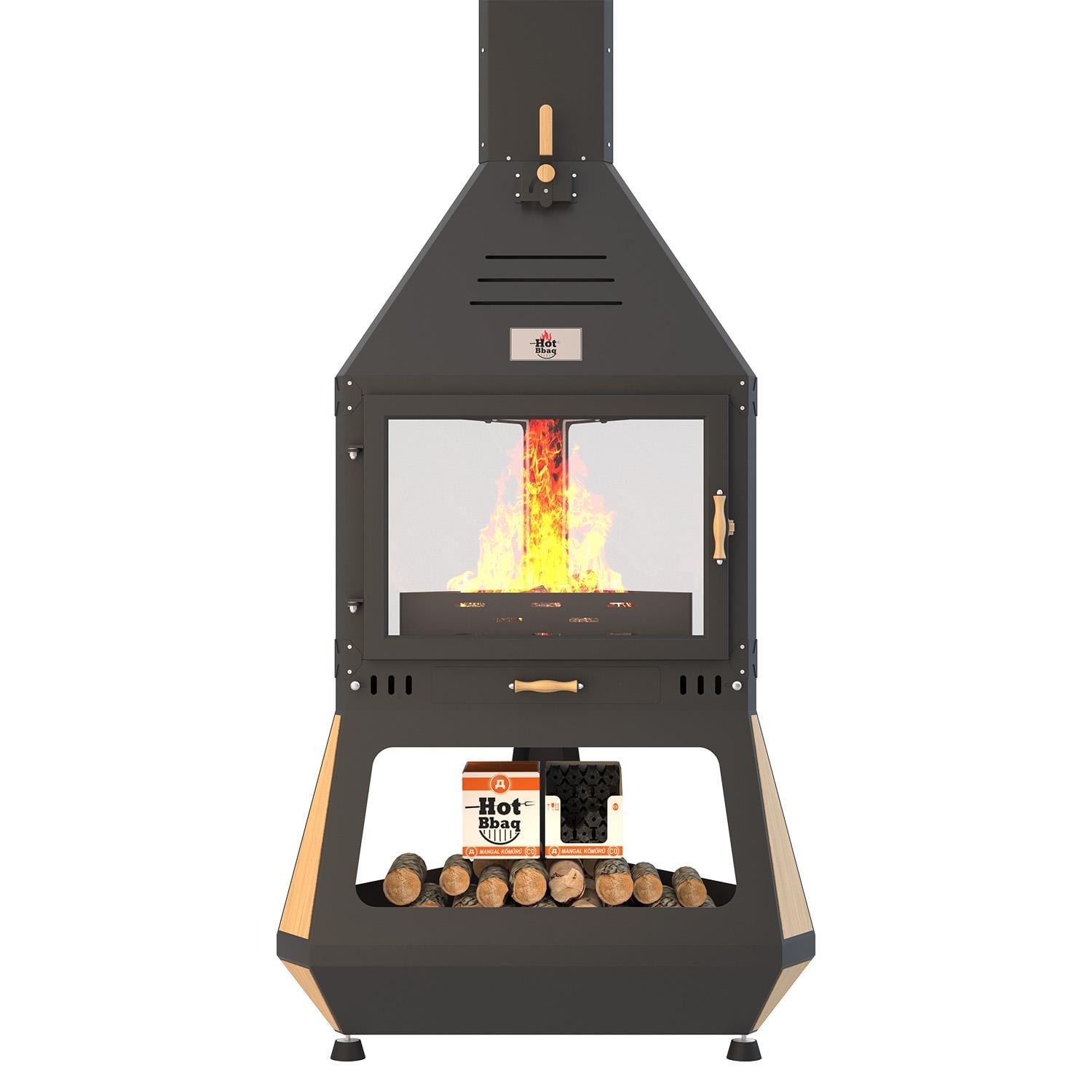 Hotbbaq Hot Triangle v1 Seramik Camlı Orta Şömine