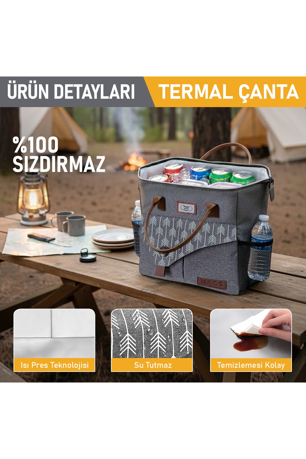 Haegs Kadın Termal Çanta, Yalıtımlı Yemek Taşıma Çantası, Sızdırmaz Beslenme Kutusu, Ofis Kamp Piknik Çantası 11L - Yeşil