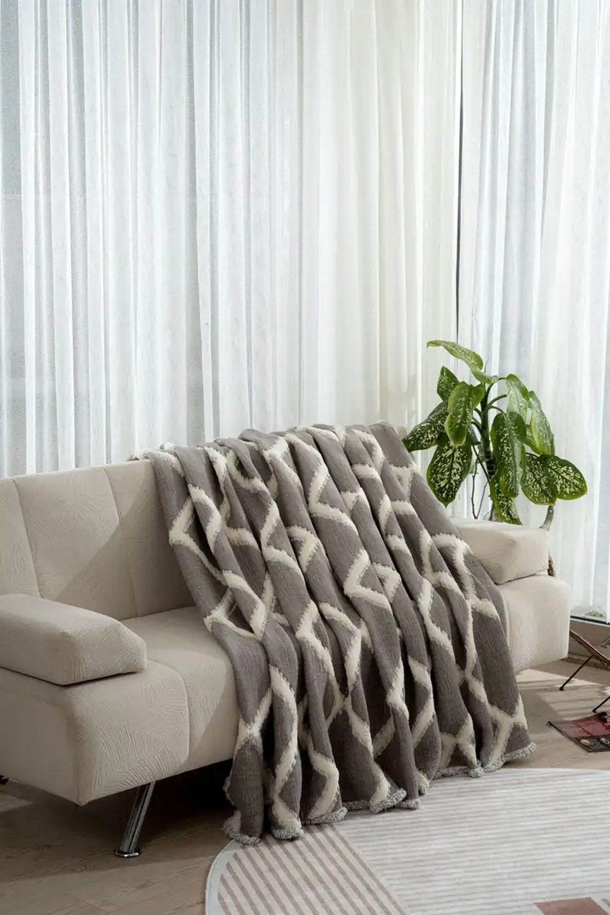 Mylasa Home Müslin 7 Katlı Baklava Desenli (Jakarlı) Yorgan Çift Kişilik 240x260cm Antrasit