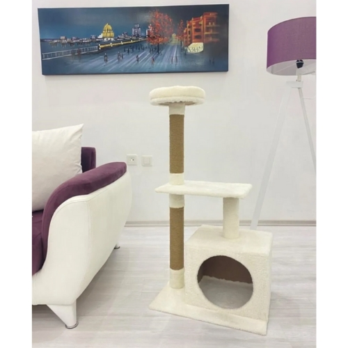 Reyo Pet Kedi Tırmalama Ve Oyun Evi Platformu Beyaz