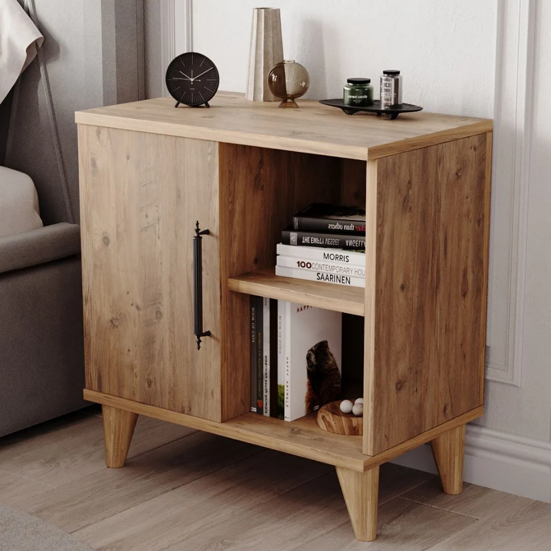 Enda Home Kommen Tek Kapaklı 2 Bölmeli Komodin Atlantik Çam