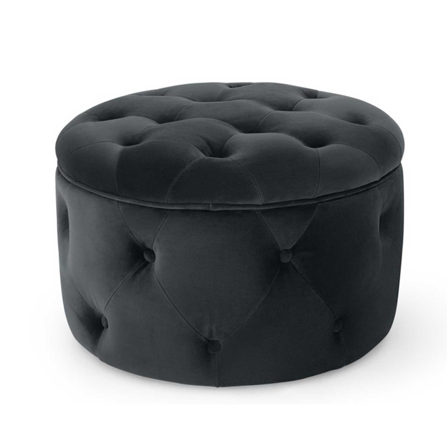 Rengev Duru Oval Puf Sandıklı Siyah