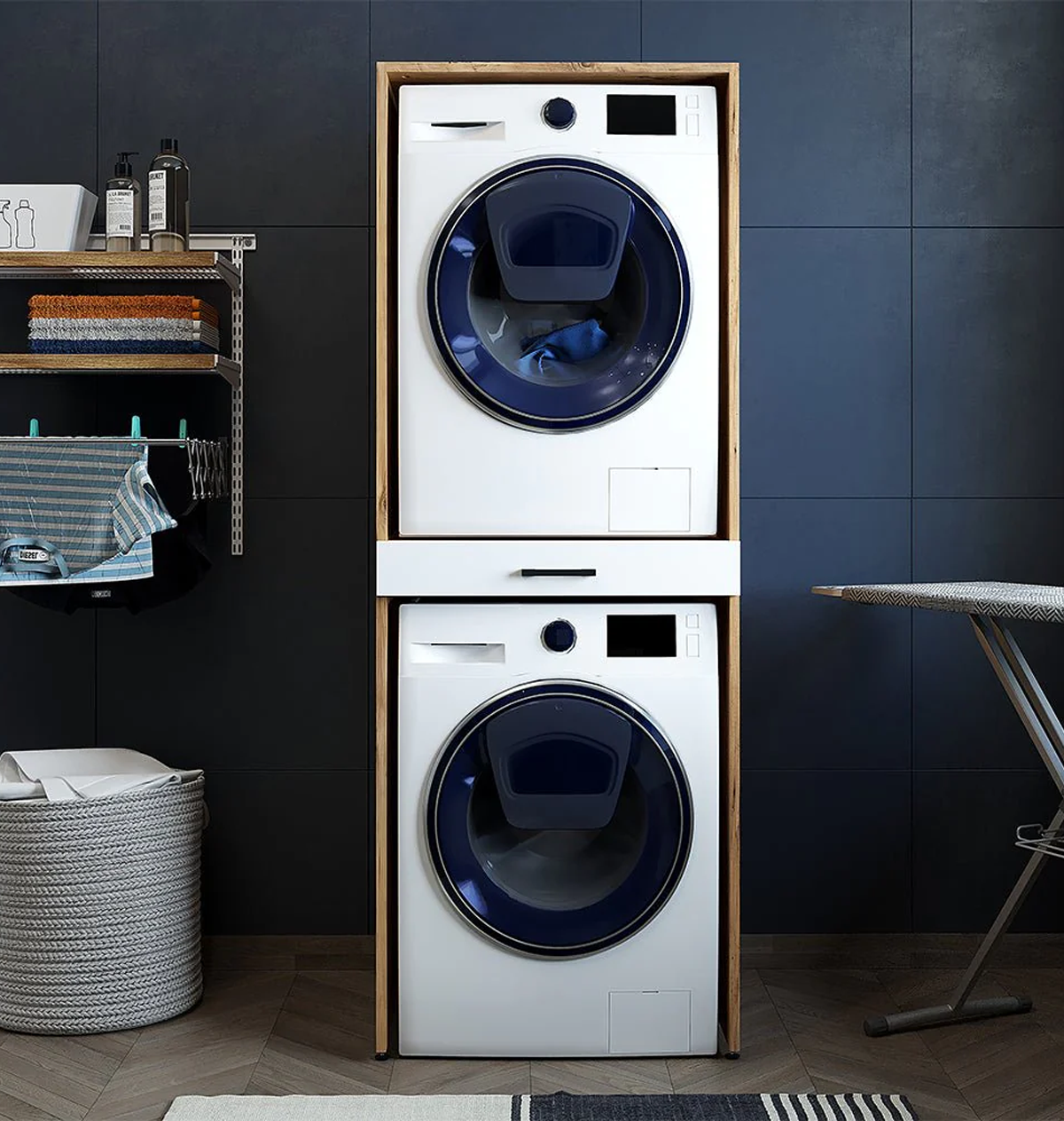 Roomart Çamaşır ve Kurutma Makinesi Dolabı Atlantik Çam - Beyaz