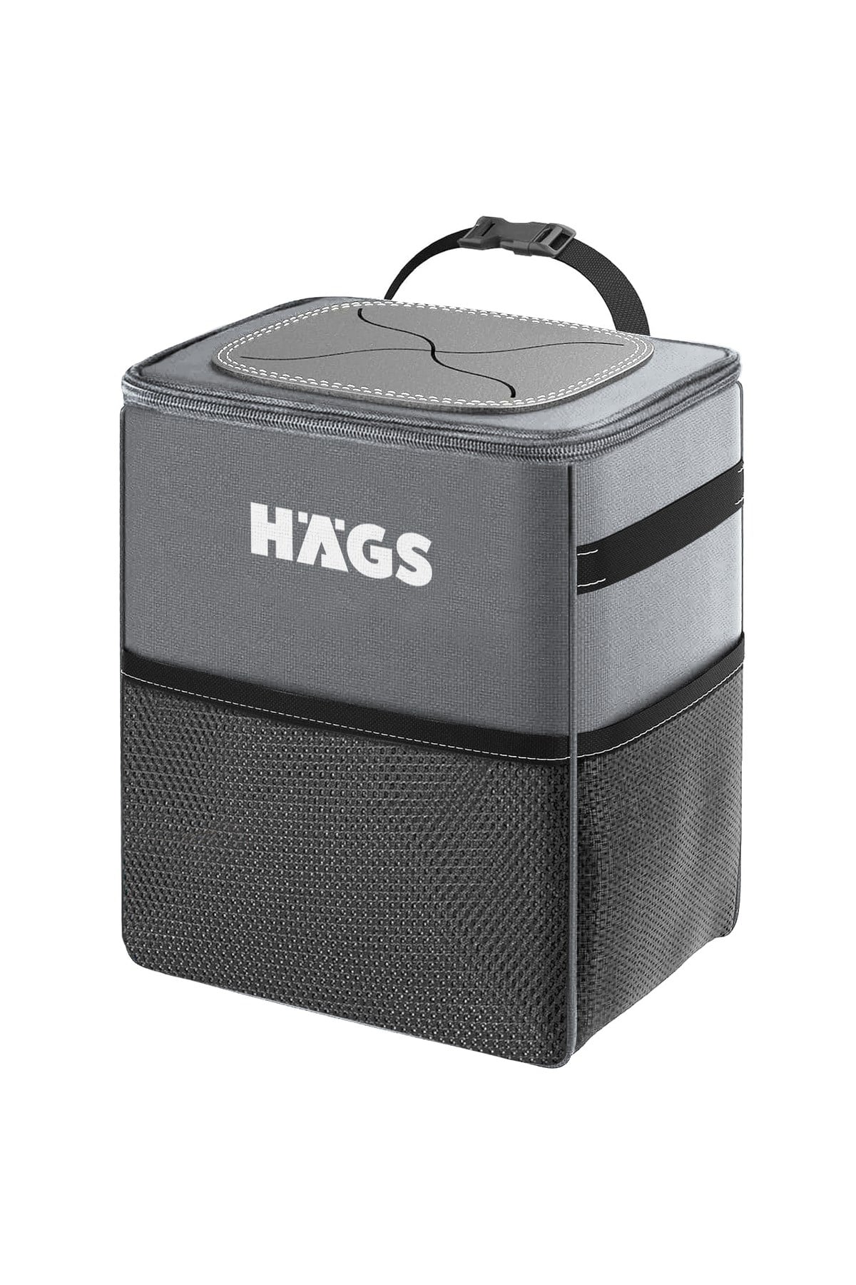 Haegs Araç içi Çöp Çantası, Kapaklı ve Saklama Cepli, %100 Sızdırmaz Organizer Çanta, Su Geçirmez Oto Çöp Kovası, Çok Amaçlı Araç içi Düzenleyici Çanta, 8 Lt - Gri