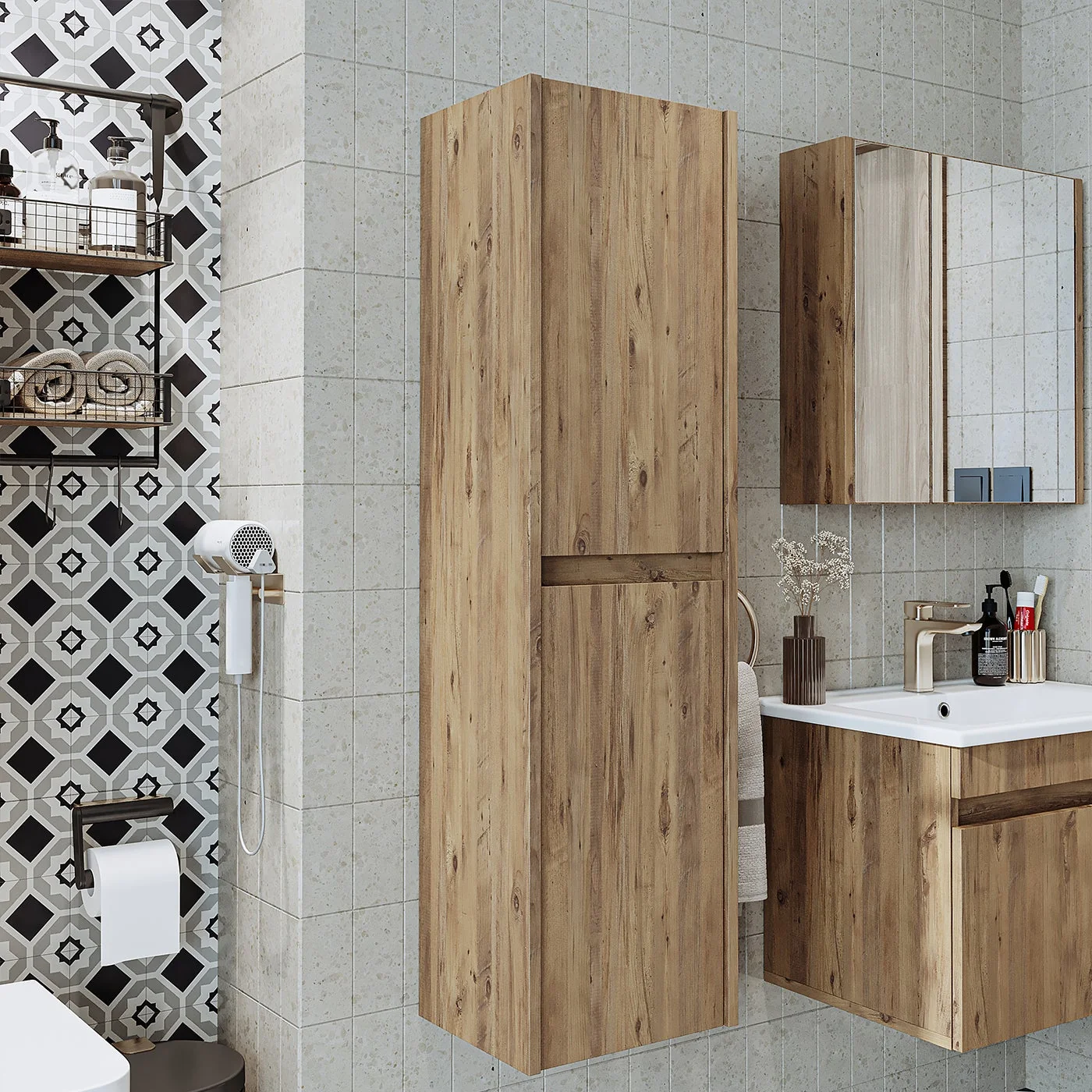 Roomart Atlantik Mat Mdf 130 x 35 cm Banyo Boy Dolabı