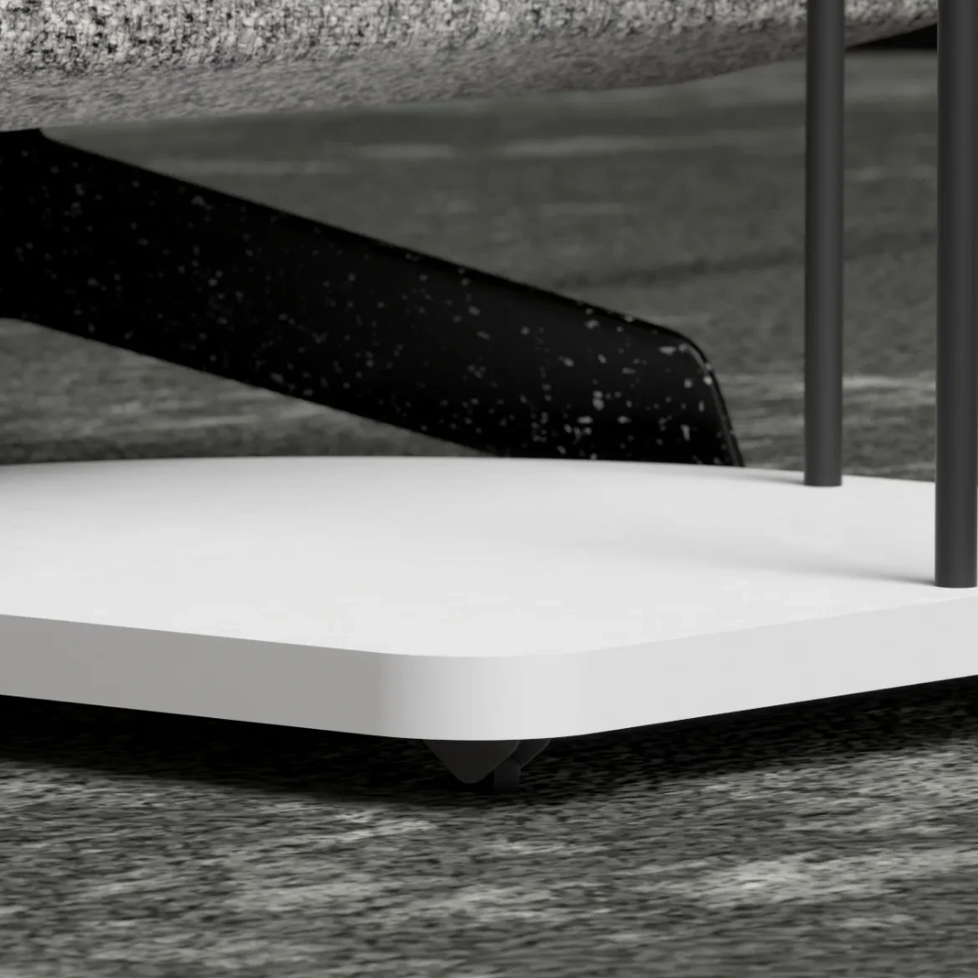 Gold Falez Tekerlekli Yan Sehpa Oval Beyaz