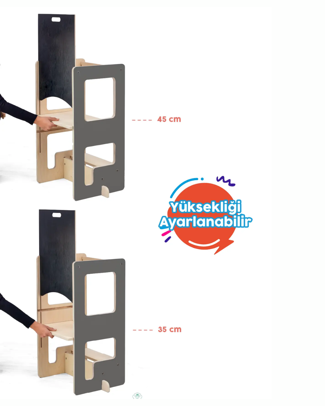 Mamatoyz Flip Gri 3'ü 1 Arada Öğrenme Kulesi & Aktivite Masası & Yazı Tahtası