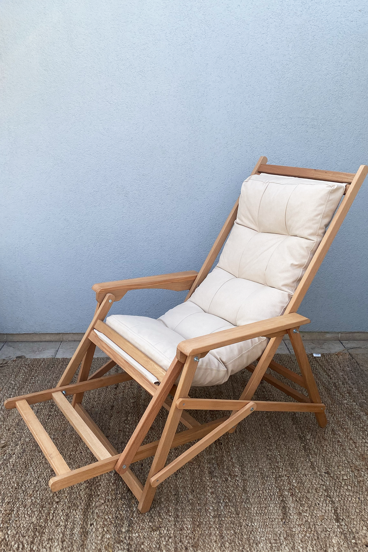 Reyo Lara Yaylanır Şezlong, Dinlenme Koltuğu, Baba Koltuğu, Bahçe Balkon Sandalyesi Krem