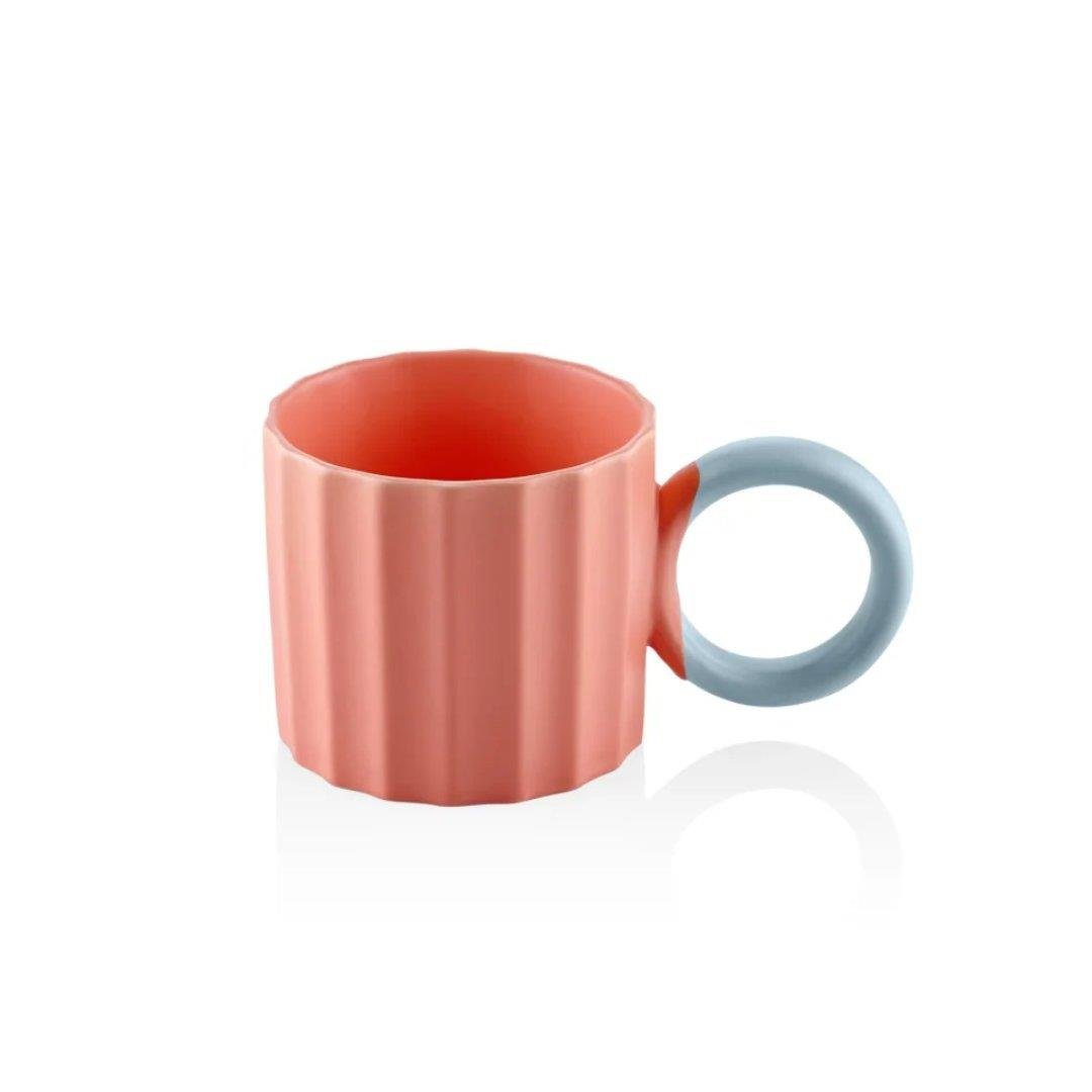 The Mia Runden Porselen Yeşil Pembe 2'li Kupa 250 ml