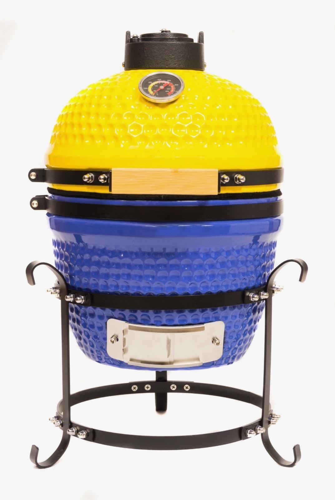 Kamados 13inç 32cm Sarı-Lacivert Seramik Barbekü Mangal Fırın