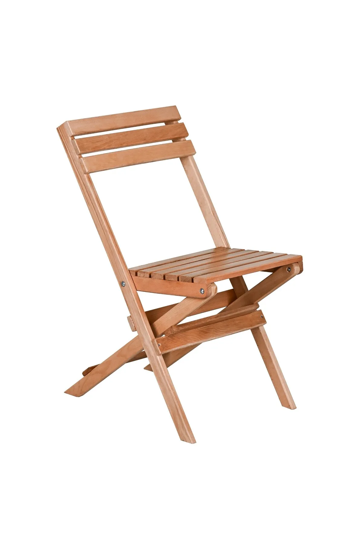 Bysay Puf Minderli Ahşap Katlanabilir Bahçe Mutfak Balkon Teras Sandalyesi (Naturel-Krem)