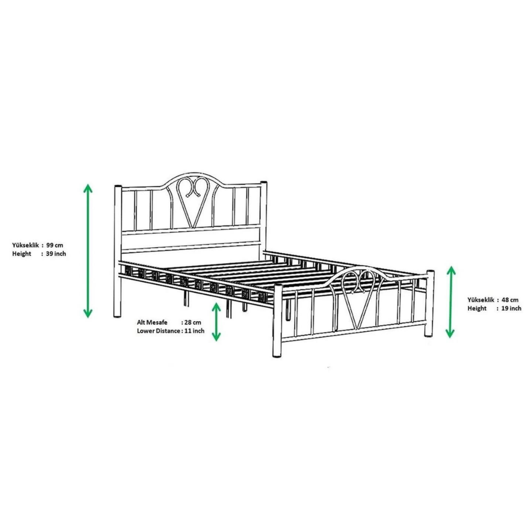 Reyo Orkide Çift Kişilik Ferforje  Siyah Metal Karyola 160x200